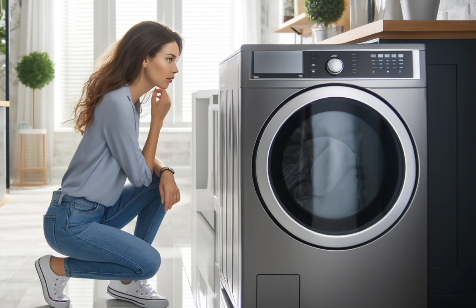 A homeowner deciding if it's better to repair or replace her dryer.